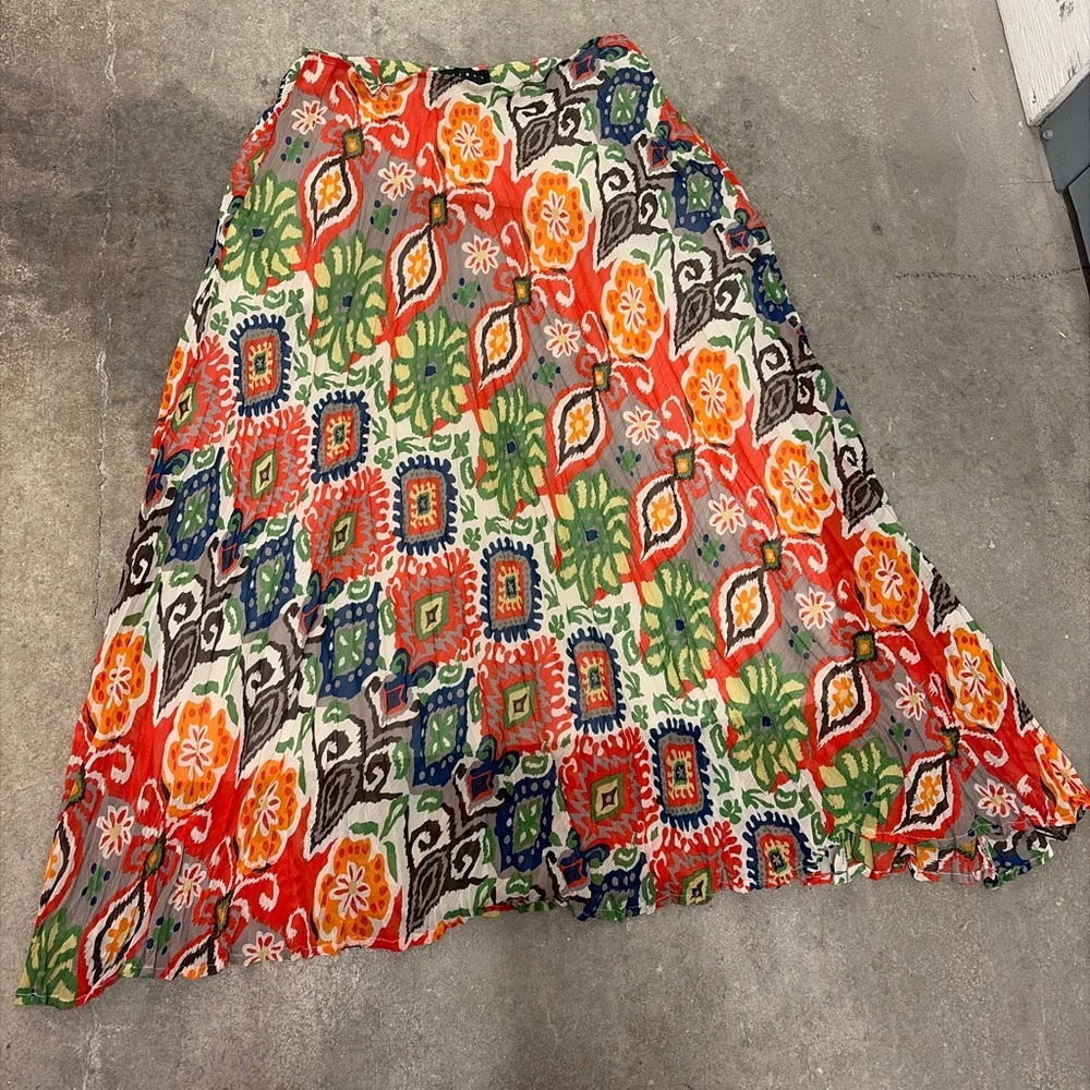 Tribal Multicolor A-Line Skirt flowy boho lined